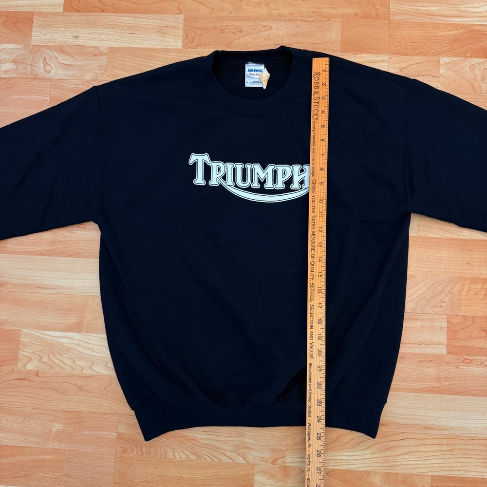 Vintage Triumph Motorcycles Graphic Crewneck Sweatshirt Black Mens Medium Gildan - Picture 6 of 8